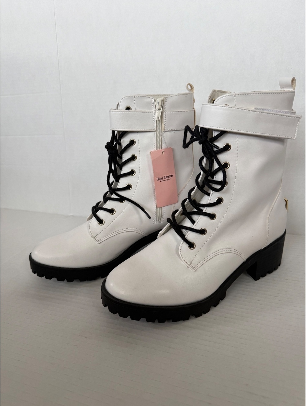 Juicy Couture JC-Oodles White Leather Lace-Up Ankle Boots Size 9